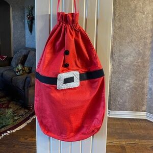 Four Santa Claus Red Drawstring Bag & A-Wine Holder tote